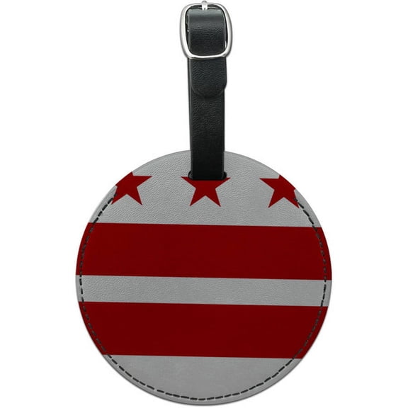 Graphics and More Washington DC Flag Round Leather Luggage ID Tag Suitcase Carry-On