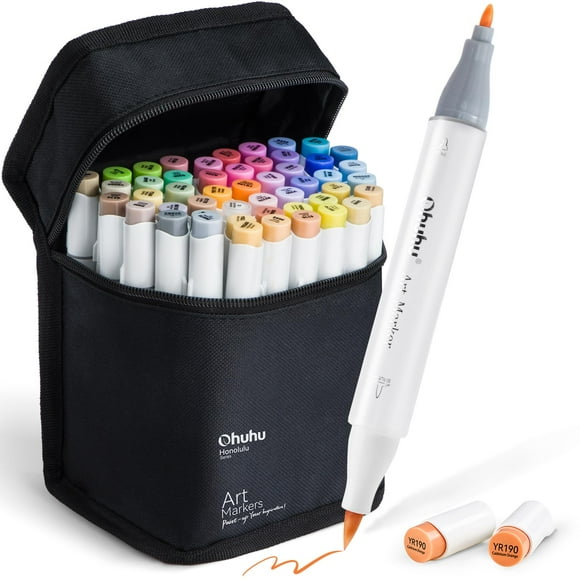 Art Markers Ohuhu con punta de pincel, tono medio, 48 colores, para adultos