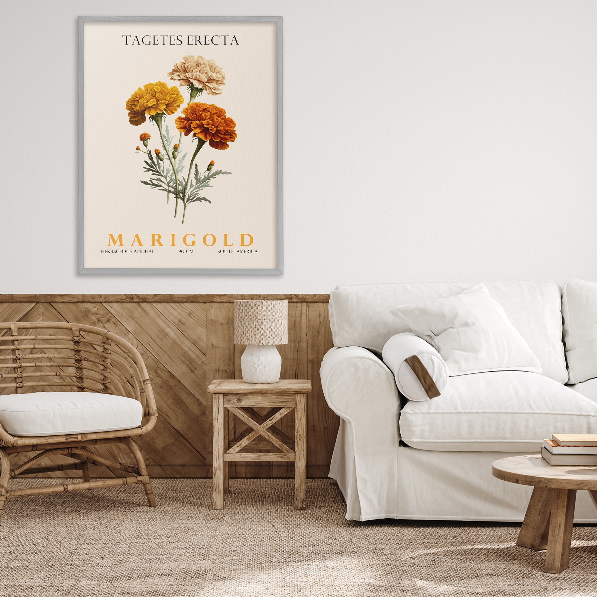 Stupell Industries Natural Marigold Bundle Gray Framed Giclee Art, design by Christopher Giampietro