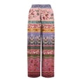 thumbnail image 6 of Minjewel Palazzo Pants for Women Print Wide Leg - High Waist Casual Trousers with Pockets Elastic, Wide Leg Pants for Women Boho Summer Trousers, Pants for Women for Beach Daily,Red M, 6 of 7