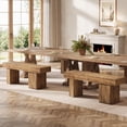 thumbnail image 4 of Solid Wood , 47” Farmhouse Entryway  with Thickened Seat & Artistic Legs, Heavy Duty Indoor  for Bedroom, Hallway, Living Room, Indoor, Porch, Natural, 4 of 8