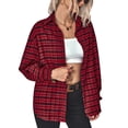 thumbnail image 3 of Camisa De Corte Casual Para Mujer, Camisa A Cuadros Con Estampado De Botones Y Cuello Vuelto, Poliéster Para Ir De Compras ANGGREK Otros, 3 of 8