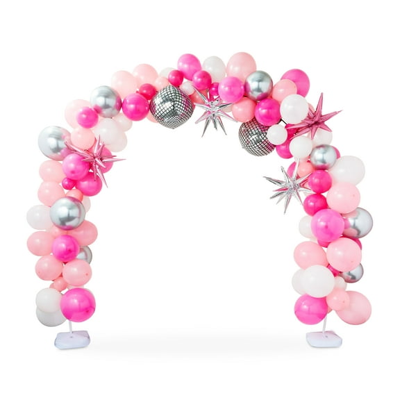 Pink/Silver/White Disco Balloon Arch, 131 Pieces, by Way To Celebrate