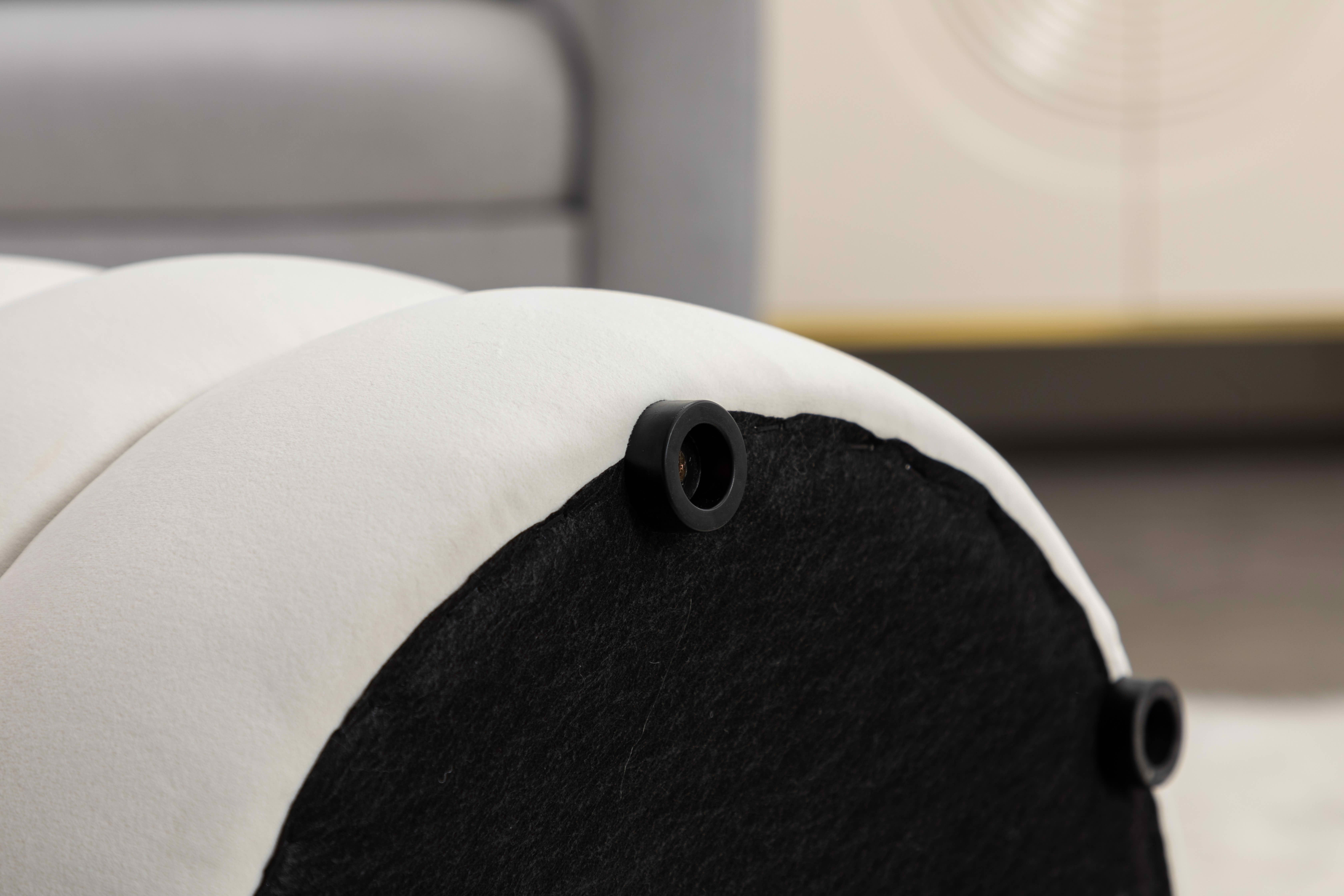 MAYEERTY Soft Velvet Round Ottoman Footrest Stool, Ivory