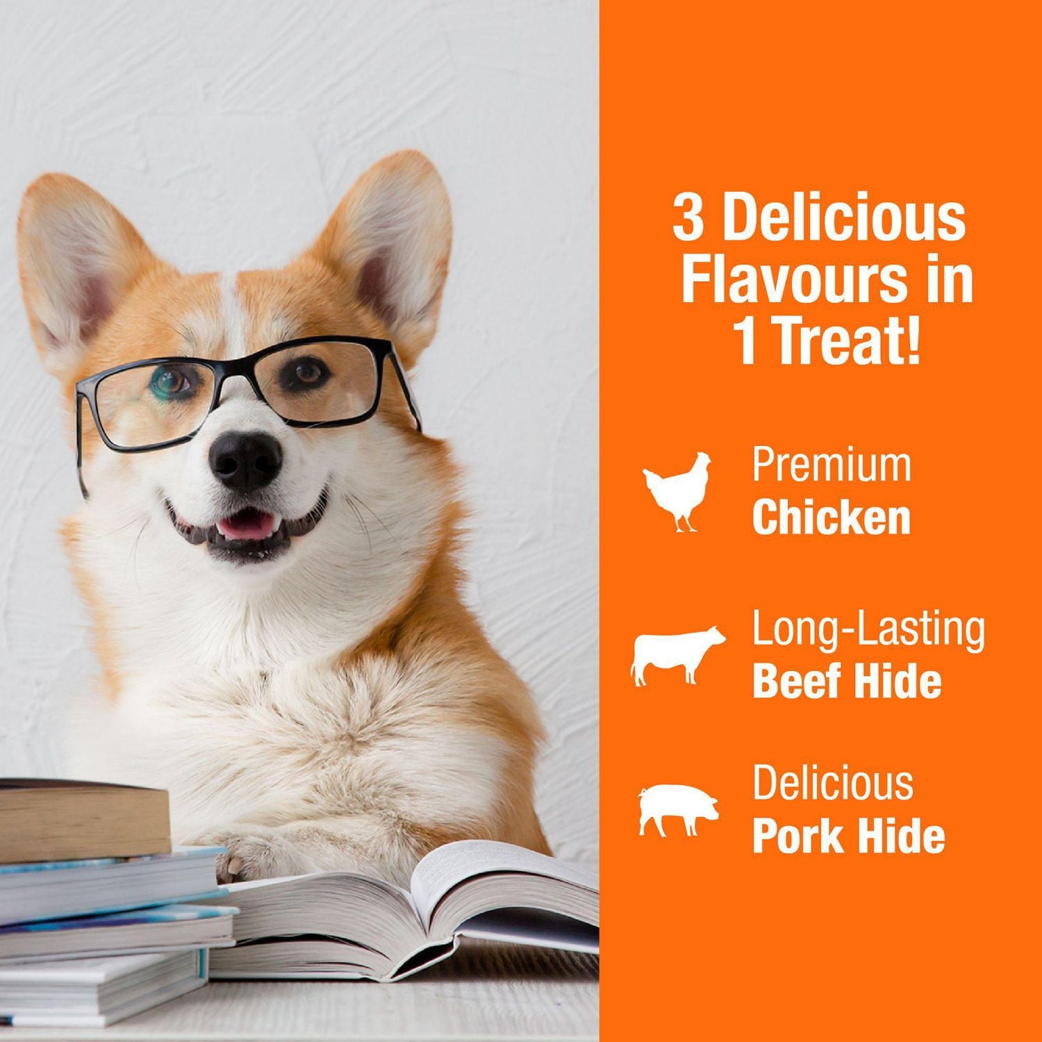 Good'N'Fun Triple Flavour Double Pops with Chicken 5.5 Ounces, Savoury Snack Wrapped With Premium Cuts of Real Chicken for All Dogs