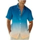thumbnail image 1 of Camisas de Manga Corta de Botón para Hombre, Blusa de Moda Casual de Impresión de Gradiente de Cuello de Vuelta Hecha de 95% Poliéster 5% Spandex para el Verano, Camisas de Verano para Hombre, 1 of 4