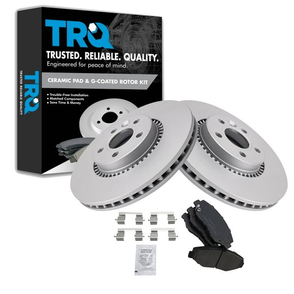 TRQ Front Brake Pad & Rotor Kit Brake Pads Brake Rotor Ceramic Premium G-Coated Fits Select 2012-2015 Honda CR-V