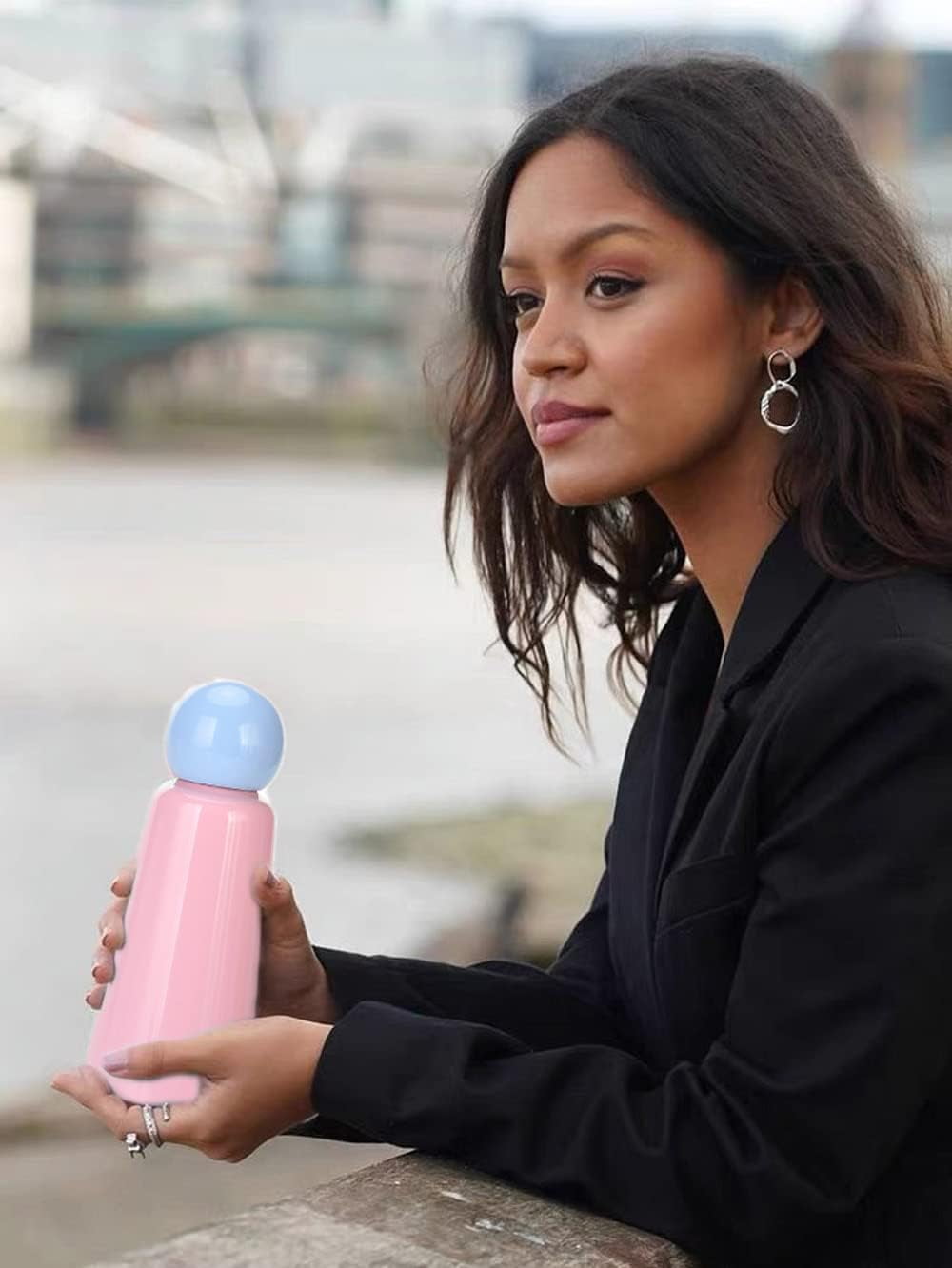 CATPAN 17 oz About 500 ML Stainless Steel Water Bottle - Vacuum Insulated Water Bottle -Hot&cold Drink Metal Water Flask,BPA Free (Blue pink)