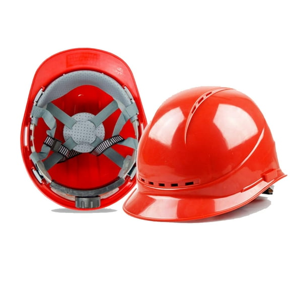 Suspension Hard Hat Bulk Safety Helmets with Vents and Cotton Brow Pad ABS Construction Hardhats for Safety Adjustable Ratchet Hard Hats for Work Head Protection(RED)