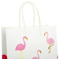 thumbnail image 6 of Sparkle and Bash Flamingo Party Favor Bags - Gift Bag with Sturdy Handle for Flamingo Party Decorations - Baby Shower Goody Pouches & Favor Sacks - Pack of 24, 8 x 10 x 4 in, White, Pink & Gold Foil, 6 of 10