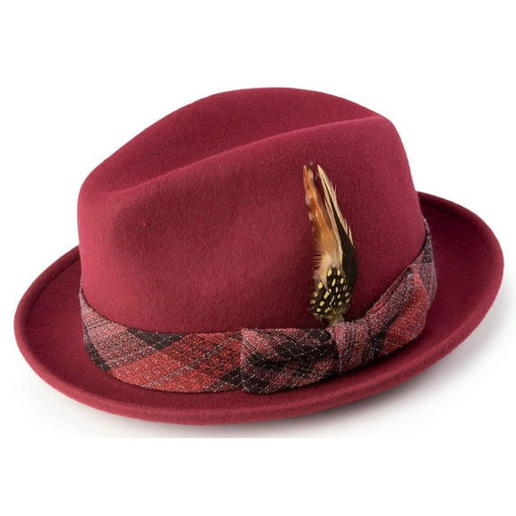 Montique Men's Brick Color Stingy Brim Wool Felt Pinch Hat H-1983