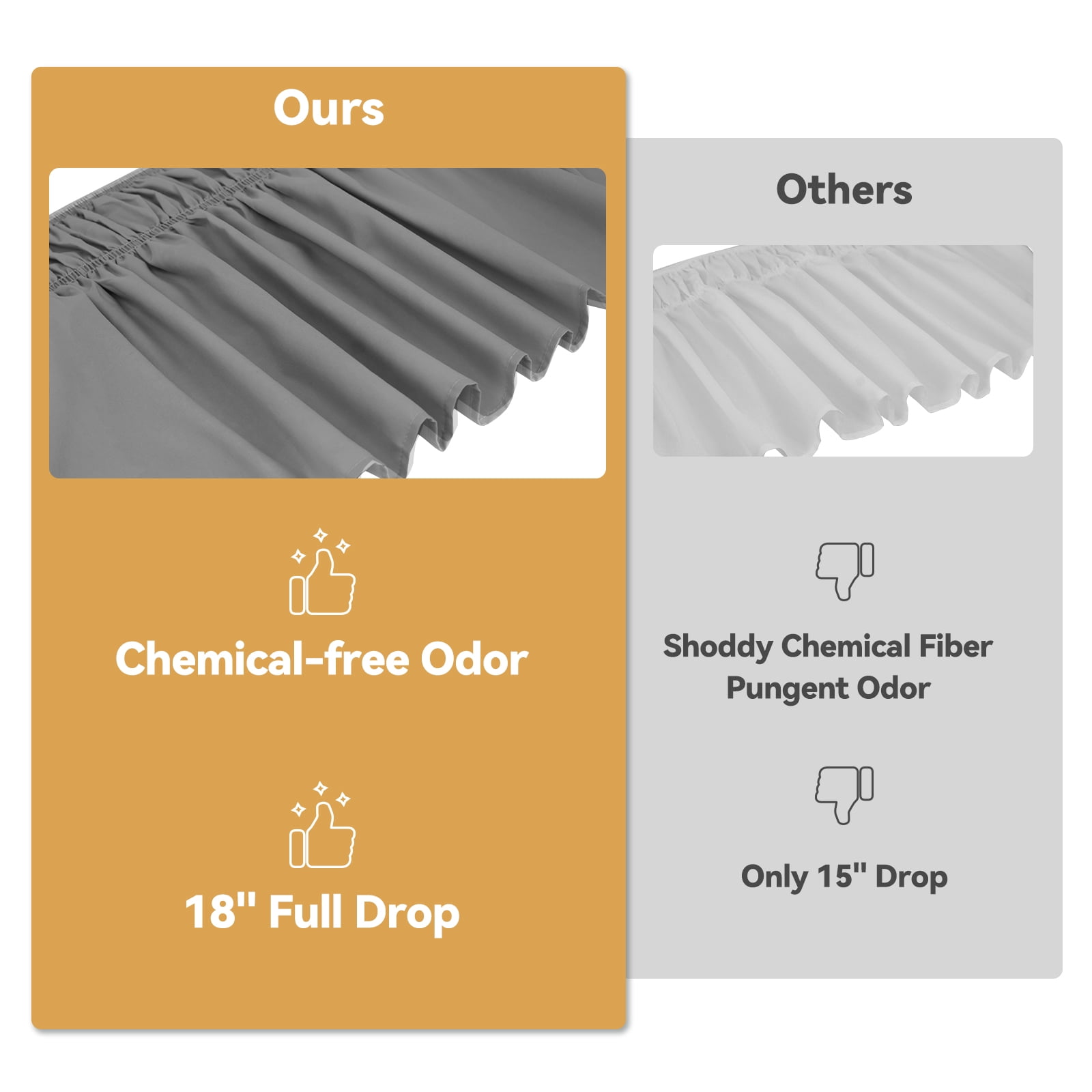 AzulHome Bed Skirts Dust Ruffle for King/California King Size Bed, 18 inch Tailored Drop with Adjustable Elastic Belt, Easy to Install and Clean (Grey)