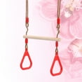 thumbnail image 3 of Miangastore 1 Set Wooden Trapeze Swing Bar with Plastic Rings Adjustable Rope Swing Set Swing Equipment Fitness Rings (Random Color), 3 of 8