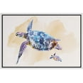 thumbnail image 3 of PixonSign Framed Canvas Print Wall Art Watercolor Purple and Blue Turtle Animals Ocean Illustrations Modern Art Beach Relax/Calm Multicolor Ultra for Living Room, Bedroom, Office - 16"x24" White, 3 of 5