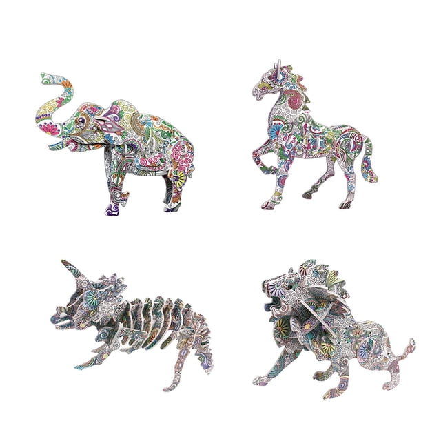 Milaget Dolity Fun DIY 3D Coloring Puzzle Animals Puzzle Art Craft Stress Relief Sensory A