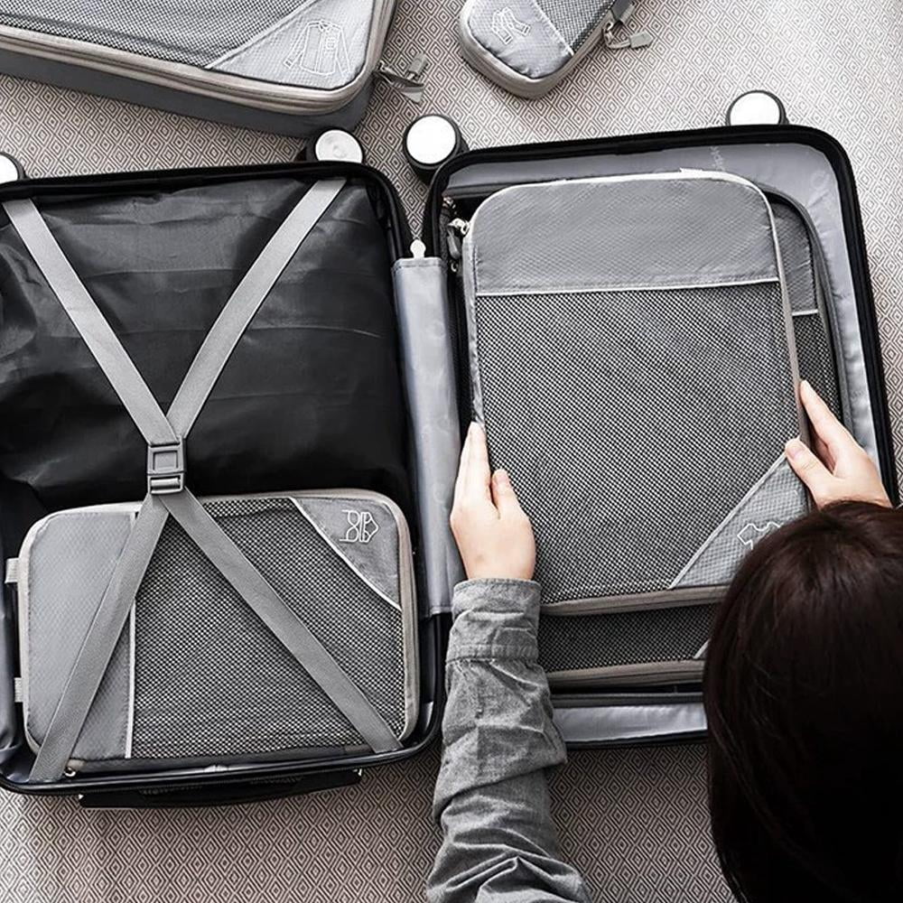 QHUDLV Compression Packing Cubes for Travel, Compressible Space-Saving Packing Cubes, Luggage Organizer, Travel Essentials for Women
