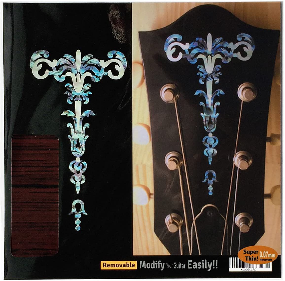 Gothic Torch Inlay Sticker Decal for Guitar Headstock Abalone Mix 