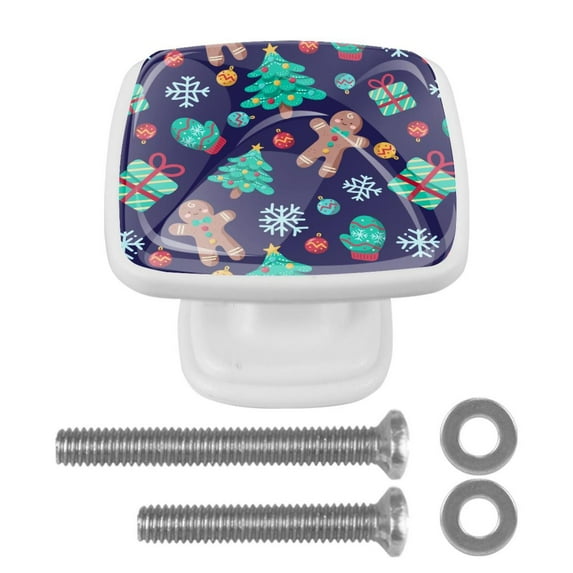 4 Pieces Set Drawer Pulls Handle Square Wardrobe Cabinet Knobs with Stainless Steel Screws Furniture Kitchen Decor