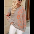 thumbnail image 4 of Suéter de Larga para Mujer, Suéter Informal de Otoño con Cuello Redondo, Jersey de Punto con Estampado de Leopardo, y Holgado. Albaricoque XL, 4 of 10