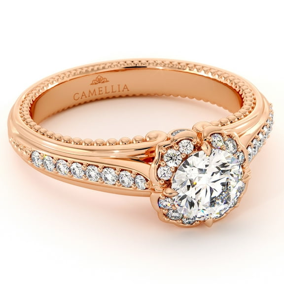 Petal Halo Diamonds Engagement Ring