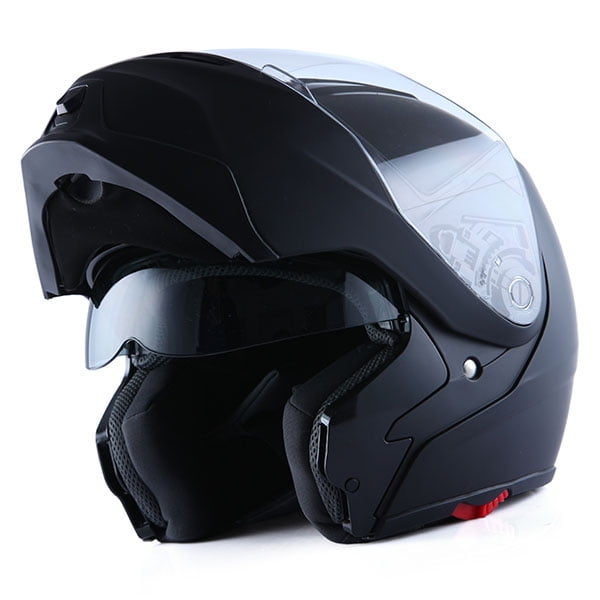 DOT Motorcycle Modular Flip up Full Face Helmet Dual Visor Carbon Fiber Headset 
