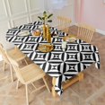 thumbnail image 3 of Black White Triangle Checkered Pattern Rectangle Tablecloth 60"x120",Waterproof Polyester Rectangle Table Cloth, Wipeable Spillproof Polyester Tablecloth for Dining, Camping, Indoor and Outdoor, 3 of 6