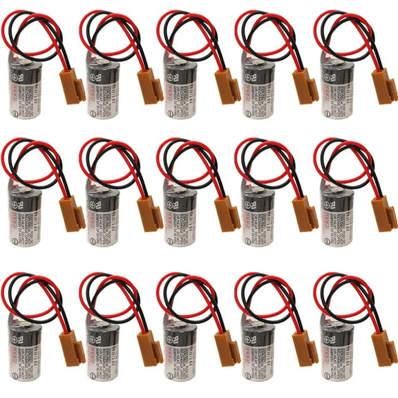 15Pc 1200mAh CPM2A-BAT01 Toshiba ER3V 3.6v Battery for PLC CPU Module with Brown Plug