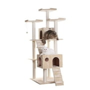 Armarkat 74-in Real Wood Cat Tree & Condo Scratching Post Tower, Beige