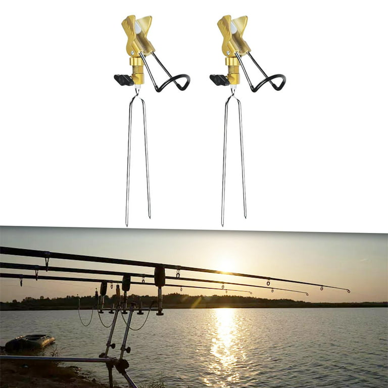 2Pcs Portable Fishing Rod Holder Fishing Bracket Support Stand for Fishing  Rod Outdoor Beach for Beach, Summer Pool, Golden