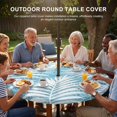 thumbnail image 2 of Round Outdoor Tablecloth with Umbrella Hole and Zipper, Teal Blue Palm Leaf Tablecloth with Elastic Waterproof, Summer Coastal Botanical Tropical Patio Table Covers for 36" - 44" Picnic Pool Tables, 2 of 7