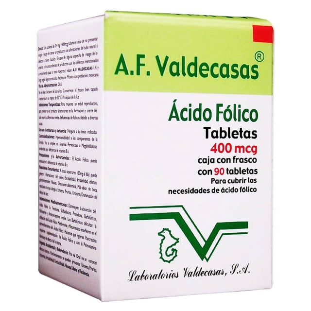 Ácido Fólico A.F. Valdecasas 90 tabletas de 400 mcg
