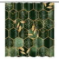 thumbnail image 5 of Dark Green Shower Curtain Emerald Marble Bath Curtain Gold Decor Leaves Geometric Fabric Bathroom Shower Curtains, 5 of 6