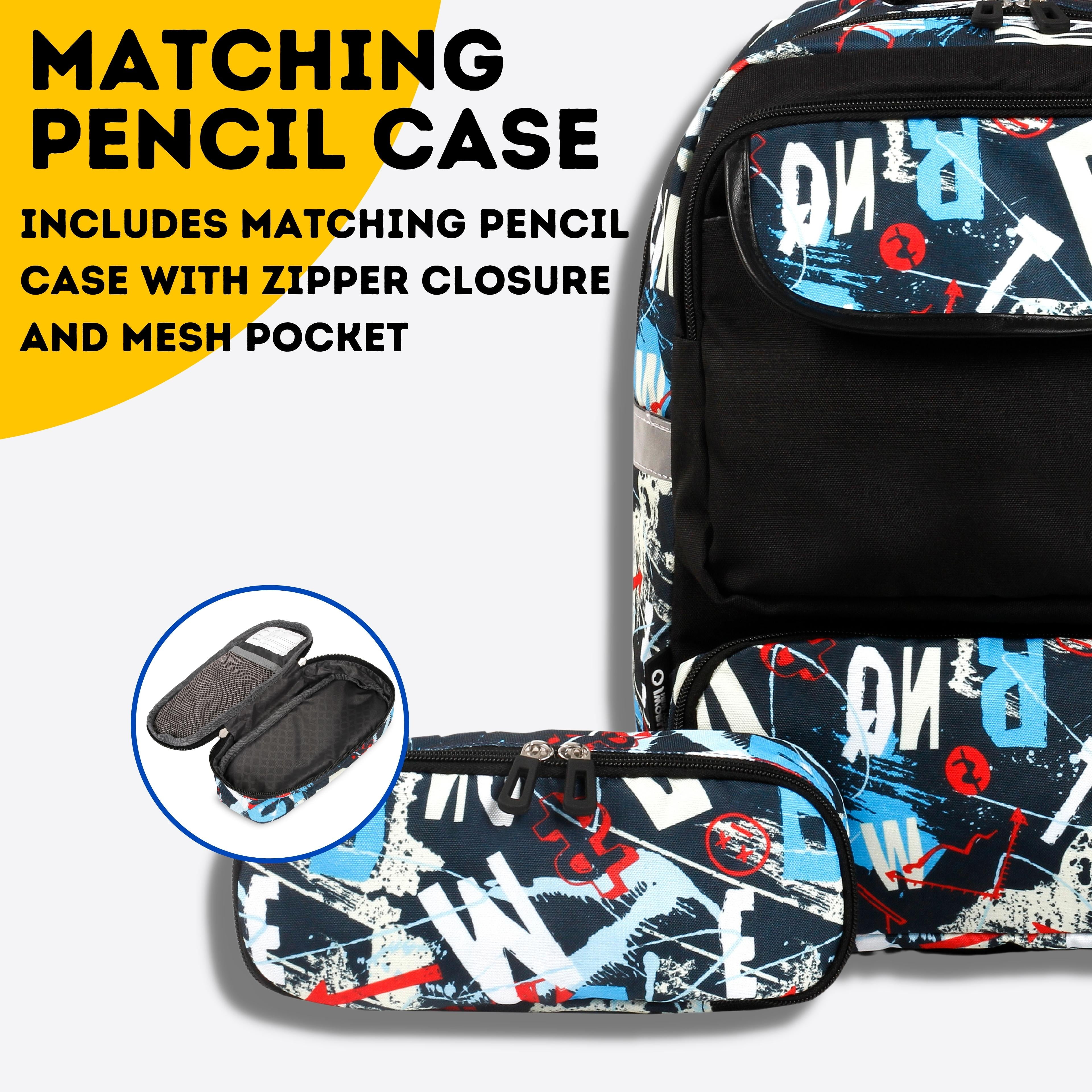 J World Boys and Girls Sprout Kids 15" Backpack with Pencil Case for School, Graffiti