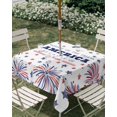 thumbnail image 3 of Square Outdoor Tablecloth with Umbrella Hole 4th of July Outside Table Cloth Waterproof Patio Table Cover Independence Day Blue Red Star Fireworks Zipper Tablecloths for Picnic Camping 54x54 Inch, 3 of 8