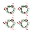 thumbnail image 2 of 4Pcs Pillar Candle Wreath Greenery Wreath for Home Living Room Tabletop Red Berries, 2 of 8
