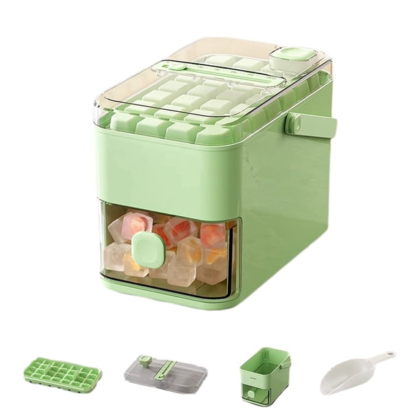 Cateissary Bandeja de hielo apilable con tapa para hacer hielo de gran capacidad Bandeja de hielo de gran capacidad Bandejas de hielo Cocina y Comedor 28 cuadrícula verde