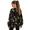 thumbnail image 6 of SCRAWLGOD Floral Bee Print Black Womens Oversized Sweatshirts Crewneck Long Sleeve Tops Polyester Cozy Pullover Fall Fashion Clothes with Pockets, 3XL, 6 of 7