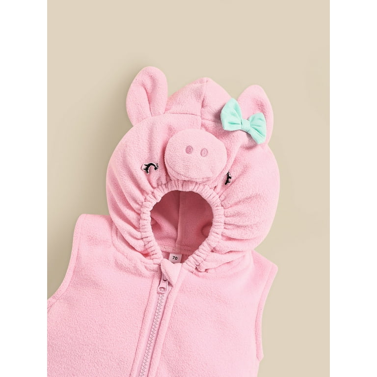 Unisex Baby Halloween Costume Velvet Pig Hooded Romper Jumpsuit