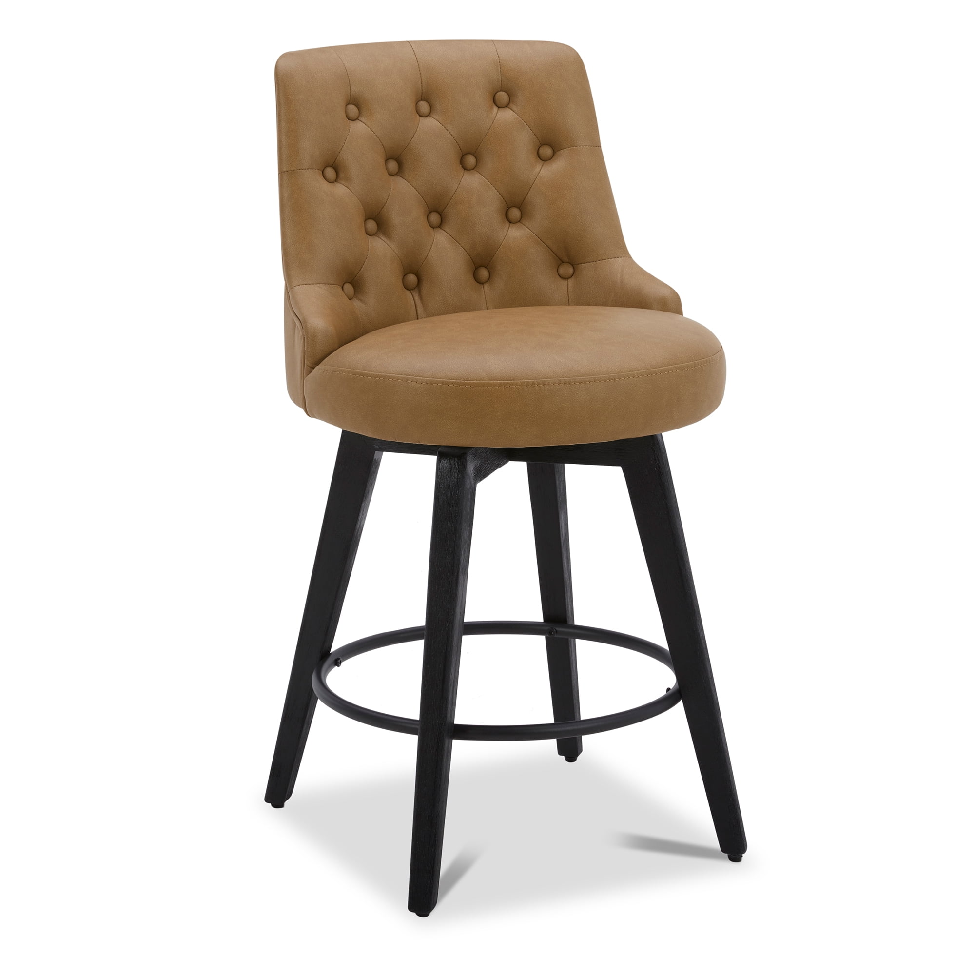 CHITA 26 inch Swivel Upholstered Counter Height Bar Stools with Tufted ...