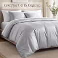 thumbnail image 4 of Bare Home Organic Cotton Duvet Cover Set - 400 Thread Count - Sateen Weave - King, Light Gray, 3-Pieces, 4 of 9