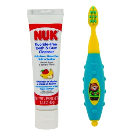 (2 pack) Nuk Grins & Giggles Toddler Toothbrush Set,12 (Best Toothbrush For 14 Month Old)