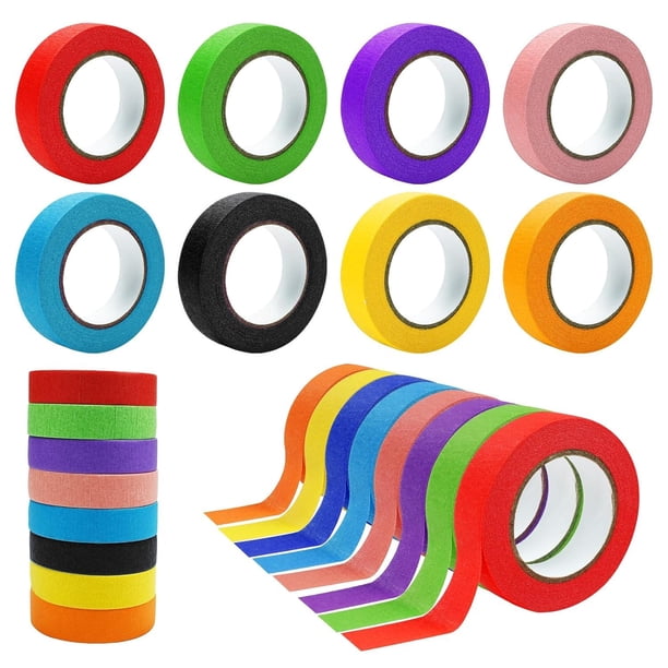 8 Rollos Cinta adhesiva de color, Papel de Etiquetado, Adhesiva de Colores para Manualidades, 8 colores diferentes,Cinta Decorativa de Color y Papel Cinta Adhesiva, 20mm*20m