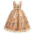 thumbnail image 4 of IBTOM CASTLE Embroidery Flower Girl Lace Dress for Kids Wedding Pageant Party First Communion Dresses Princess Bridesmaid Maxi Gown 5-6 Years Champagne, 4 of 9