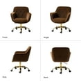 thumbnail image 6 of Velvet Tufted Office Chair Upholstered Swivel Modern Adjustable Armchair Metal Base Home Bedroom Brown, 6 of 7