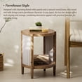 thumbnail image 3 of COZAYH Modern Farmhouse Round End Table with Solid Fir Wood Legs, Fluted White Panels Accent Side Table with Open Shelf for Living Room, Bedroom, Small Spaces, Bedside Table, White and Natural Wood, 3 of 8