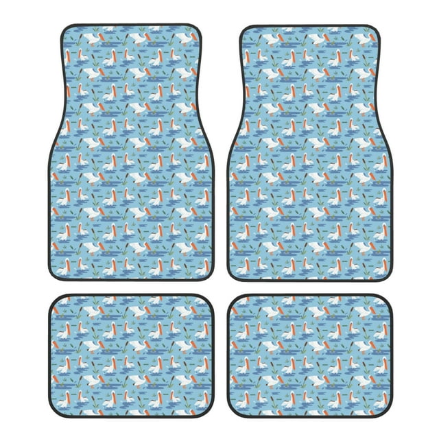 Disketp Pelican Reed And Fish for Crystal Velvet Car Mats Four-Piece Set,All-Season Automotive Protection, Vehicles, Cars, Trucks, and SUVs,Anti-Slip Design