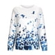 thumbnail image 4 of Moda mujer imprimir manga larga cómoda transpirable o-cuello camisa Tops Fridja hkj3236, 4 of 8