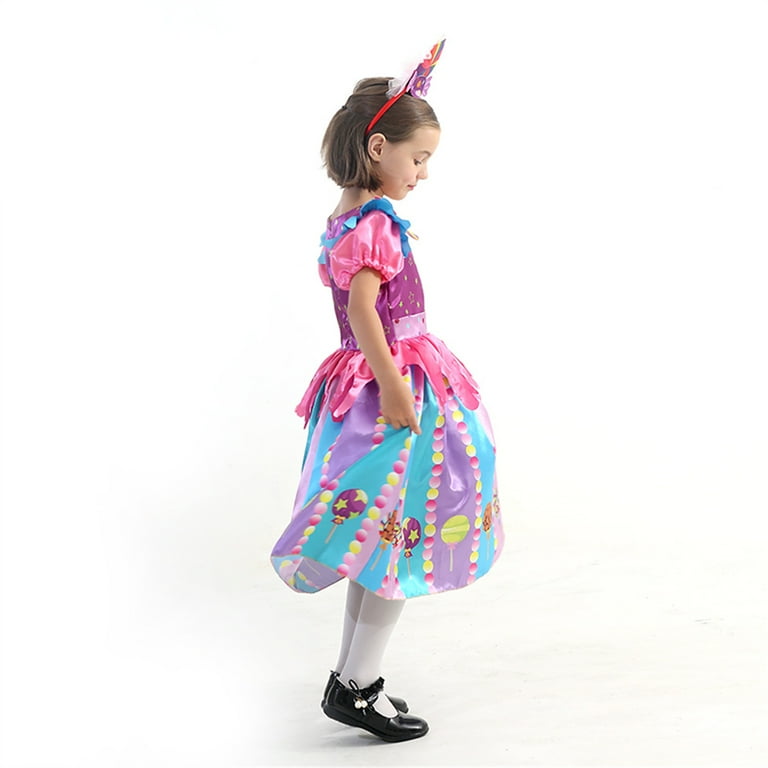 Sweet Lollipop Candy Kids Dress Carnival Party Little Girl Birthday Costume  Fancy Rainbow Tutu Children Wedding Clothes