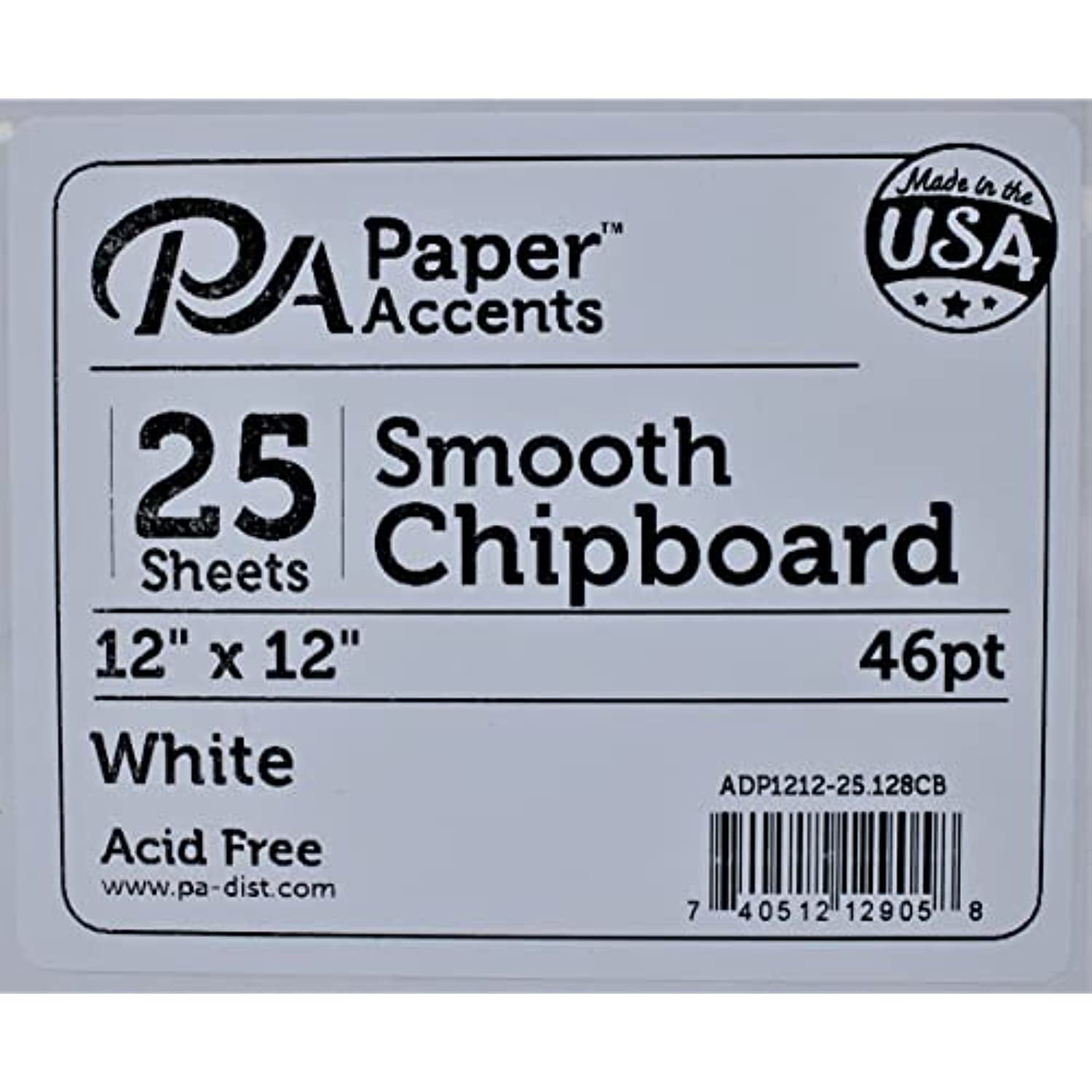 Paper Accents Chipboard 12"x 12" 1X Heavy 46pt White 25pc