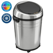 iTouchless SS Round Sensor Trash Can w/AbsorbX Odor Control System & Wheels IT23RC